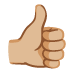 thumbs up: medium-light skin tone on Google