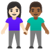 woman and man holding hands: light skin tone, medium-dark skin tone on Google