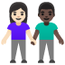 woman and man holding hands: light skin tone, dark skin tone on Google