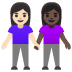 women holding hands: light skin tone, dark skin tone on Google