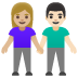 woman and man holding hands: medium-light skin tone, light skin tone on Google
