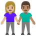 woman and man holding hands: medium-light skin tone, medium skin tone on Google