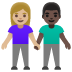 woman and man holding hands: medium-light skin tone, dark skin tone on Google