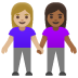 women holding hands: medium-light skin tone, medium-dark skin tone on Google
