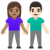 woman and man holding hands: medium skin tone, light skin tone on Google