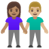 woman and man holding hands: medium skin tone, medium-light skin tone on Google