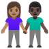 woman and man holding hands: medium skin tone, dark skin tone on Google