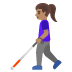 woman with white cane: medium skin tone on Google