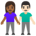 woman and man holding hands: medium-dark skin tone, light skin tone on Google