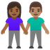 woman and man holding hands: medium-dark skin tone, medium skin tone on Google