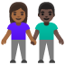 woman and man holding hands: medium-dark skin tone, dark skin tone on Google