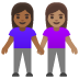 women holding hands: medium-dark skin tone, medium skin tone on Google