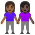 women holding hands: medium-dark skin tone, dark skin tone on Google