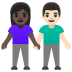 woman and man holding hands: dark skin tone, light skin tone on Google