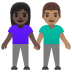 woman and man holding hands: dark skin tone, medium skin tone on Google