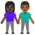 woman and man holding hands: dark skin tone, medium-dark skin tone on Google