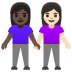 women holding hands: dark skin tone, light skin tone on Google
