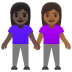 women holding hands: dark skin tone, medium-dark skin tone on Google