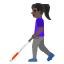 woman with white cane: dark skin tone on Google