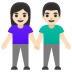 woman and man holding hands: light skin tone on Google