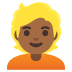 person: medium-dark skin tone, blond hair on Google