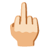middle finger: light skin tone on Google