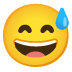 grinning face with sweat on Google