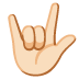 love-you gesture: light skin tone on Google