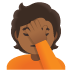 person facepalming: medium-dark skin tone on Google