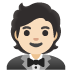 person in tuxedo: light skin tone on Google