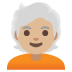 person: medium-light skin tone, white hair on Google