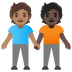 people holding hands: medium skin tone, dark skin tone on Google