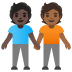 people holding hands: dark skin tone, medium-dark skin tone on Google