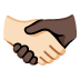 handshake: light skin tone, dark skin tone on Google