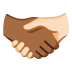 handshake: medium-dark skin tone, light skin tone on Google