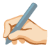 writing hand: light skin tone on Google