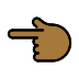backhand index pointing left: medium-dark skin tone on OpenMoji