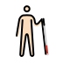 man with white cane facing right: light skin tone on OpenMoji