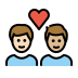 couple with heart: man, man, light skin tone, medium-light skin tone on OpenMoji