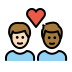 couple with heart: man, man, light skin tone, medium-dark skin tone on OpenMoji