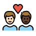 couple with heart: man, man, light skin tone, dark skin tone on OpenMoji