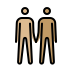 men holding hands: medium-light skin tone, medium skin tone on OpenMoji