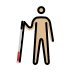 man with white cane: medium-light skin tone on OpenMoji