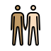 men holding hands: medium skin tone, light skin tone on OpenMoji