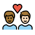 couple with heart: man, man, medium-dark skin tone, light skin tone on OpenMoji