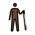 man with white cane facing right: dark skin tone on OpenMoji