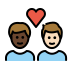 couple with heart: man, man, dark skin tone, light skin tone on OpenMoji