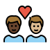 couple with heart: man, man, dark skin tone, medium-light skin tone on OpenMoji