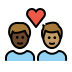 couple with heart: man, man, dark skin tone, medium skin tone on OpenMoji