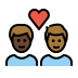 couple with heart: man, man, dark skin tone, medium-dark skin tone on OpenMoji